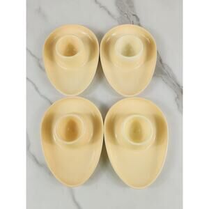 German Egg Cup Holder Melamine Egg Shaped 5 3/4" Mid Century Yellow Cream x4